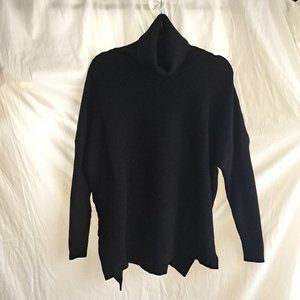 Lillusory, XL, Black, Turtleneck, Sweater, Side Slits